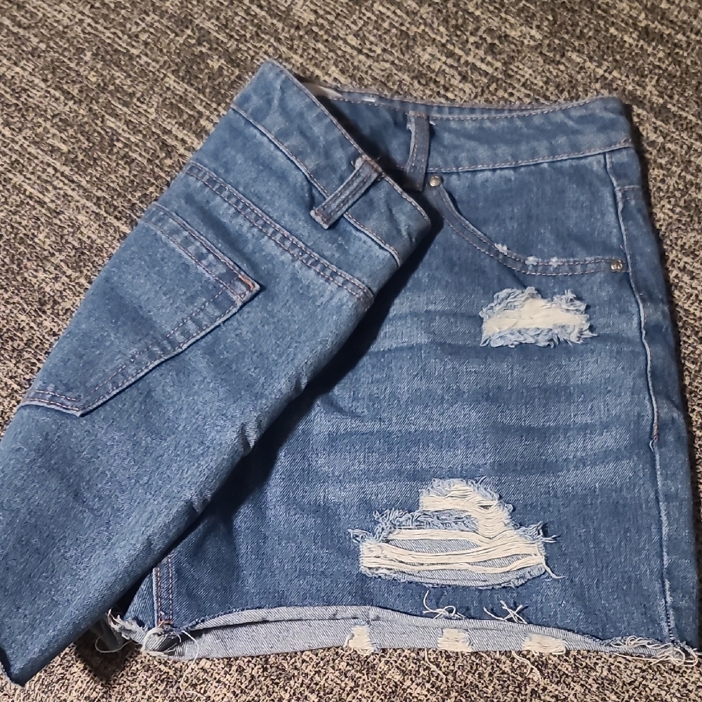 Distressed Denim Skirt